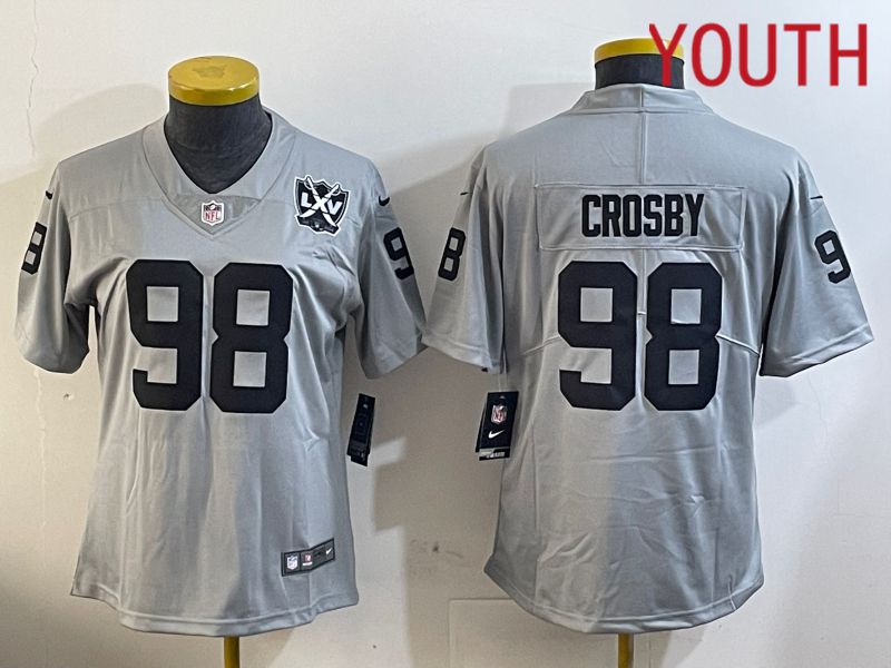 Youth Oakland Raiders #98 Crosby Grey 2024 Nike Limited NFL Jersey style 3->san francisco 49ers->NFL Jersey